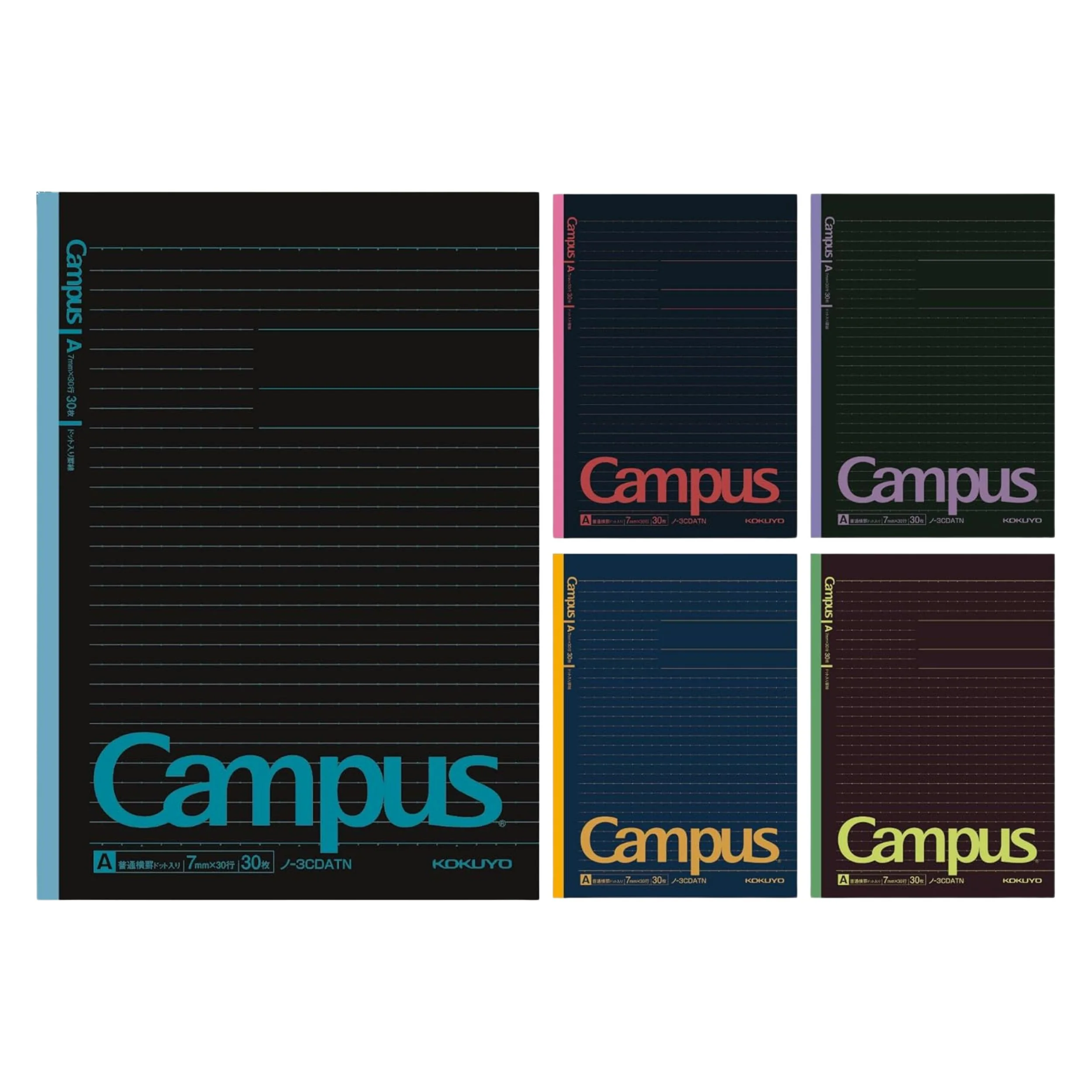 Campus Note A (Dotted Rule 7mm) Black - 5 Pack