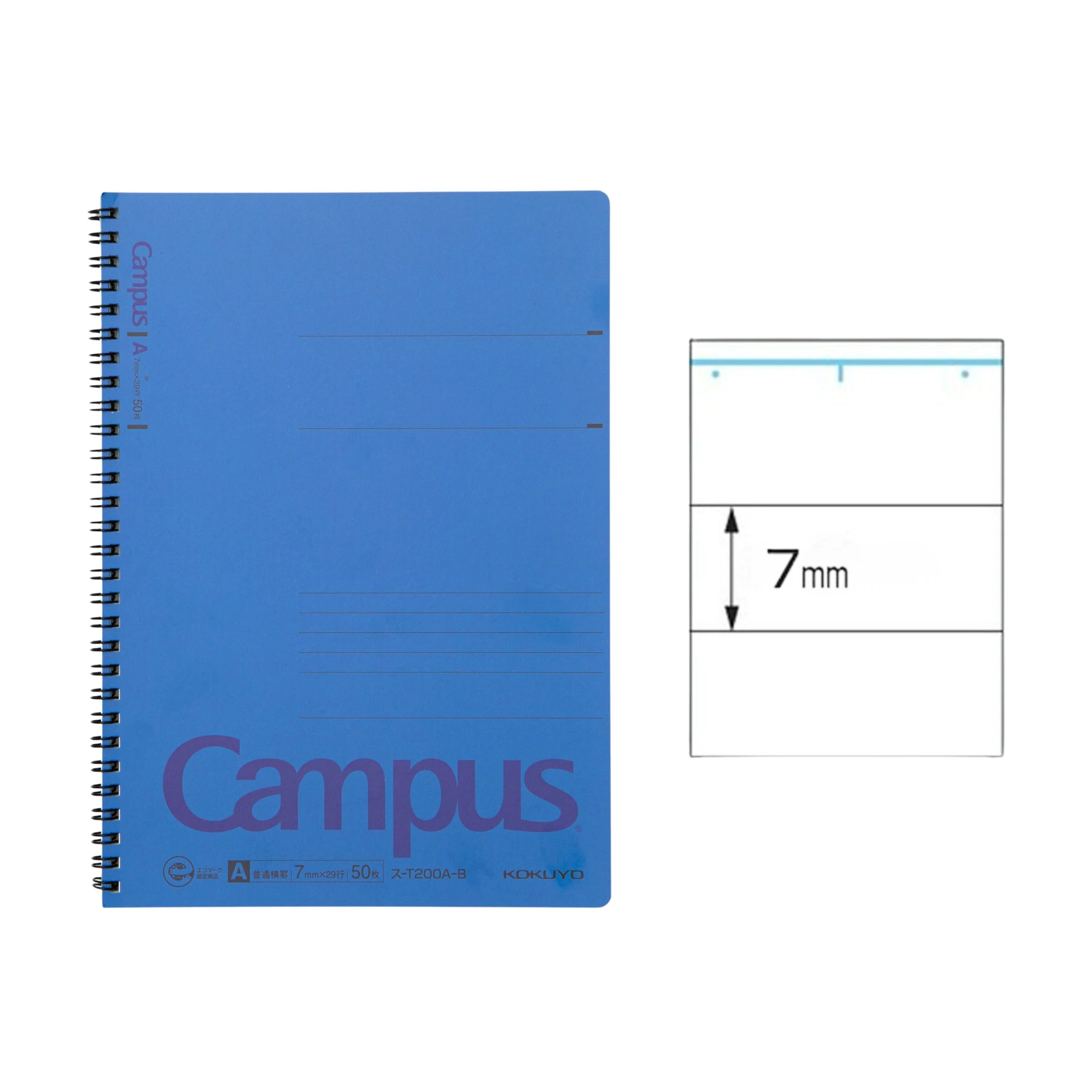 Campus Twin Ring Notebook Semi-B5 (Ruled) - 50 Sheets - 3 Color Set - Image 4