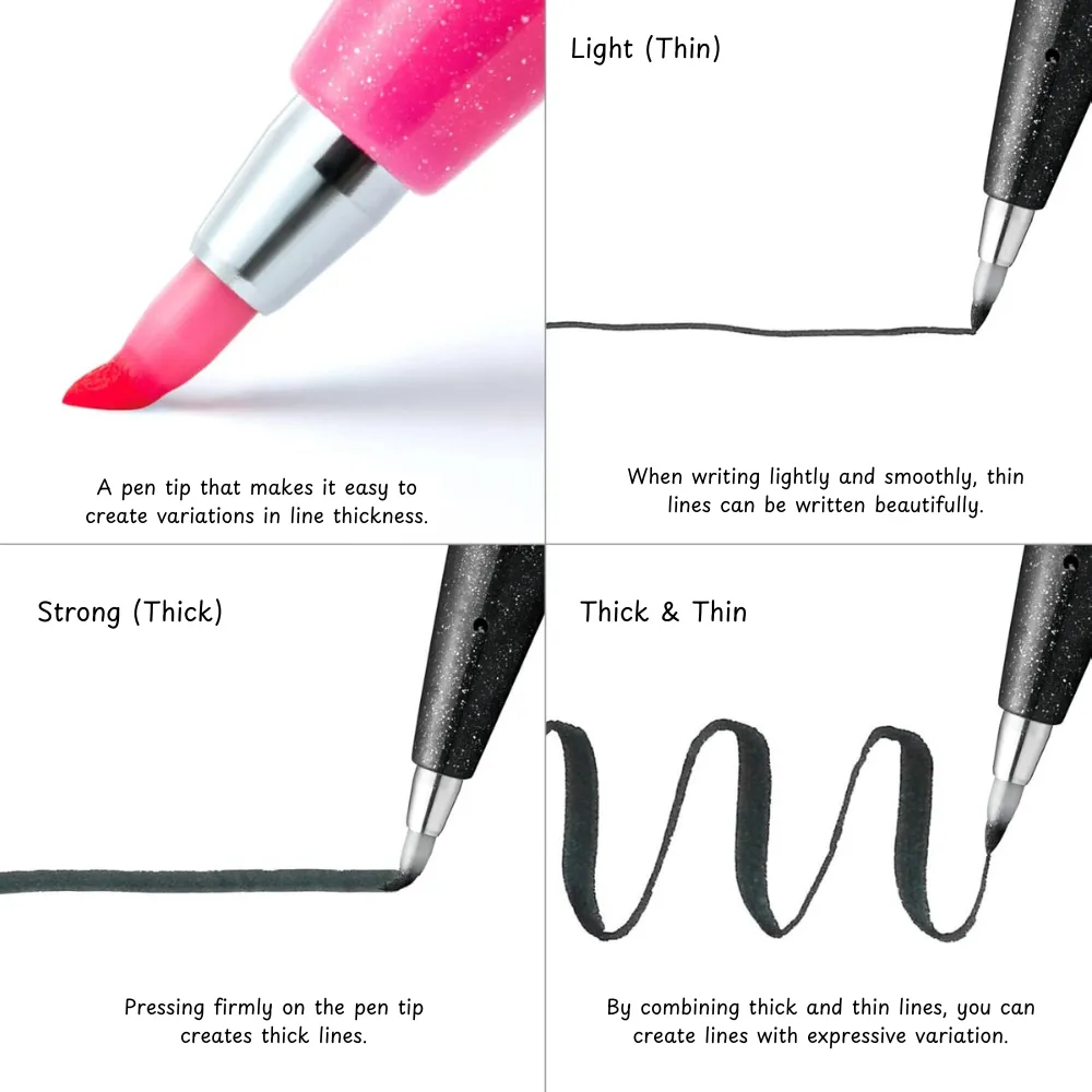 Fude Touch Sign Pen - 6 Color Set - Adult Dark - Image 7