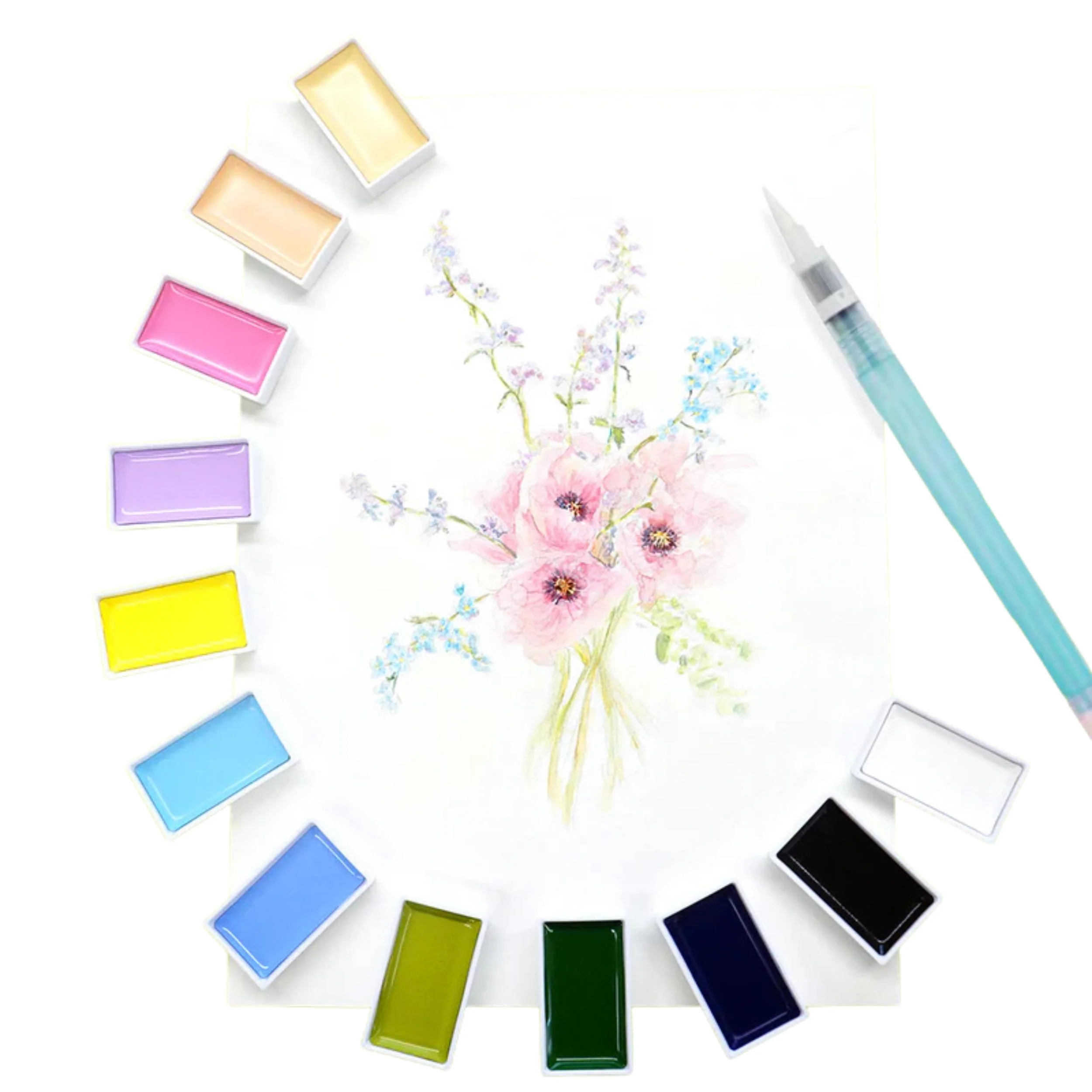 Kuretake Gansai Tambi Watercolors Nuance - 12 Color Set - Image 3