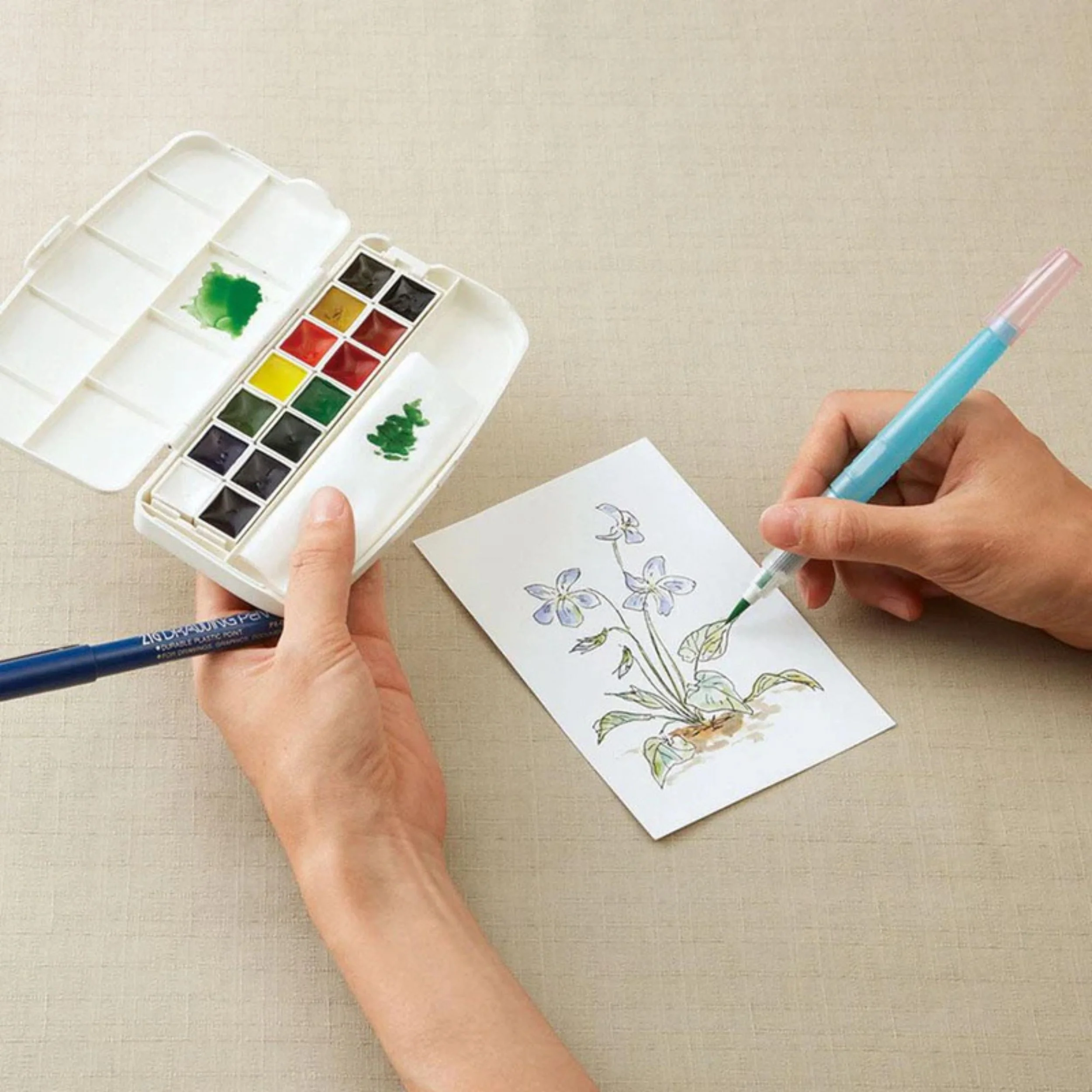 Kuretake Transparent Mini Watercolors - 14 Color Set - Image 5