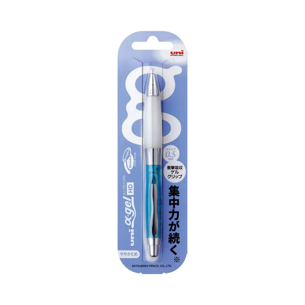 Uni alpha-gel Shaker Mechanical Pencil - Slightly Firm Grip - Chrome Blue - 0.5 mm - Image 2